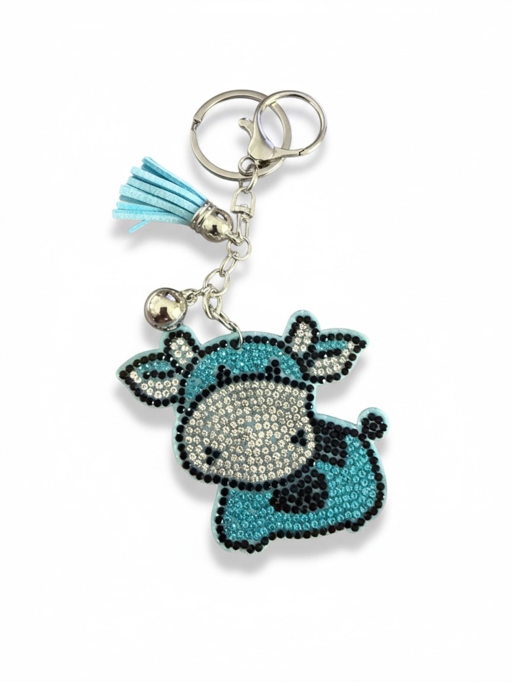 Bling Rhinestone Cow Keychain Western Tassel Bag